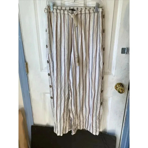 Spiaggia Dolce Lady S Decorative Buttonside Casual Beach Pull On Pants Wide Leg - Picture 14 of 16